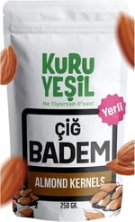 Kuru Yeşil Çiğ Badem İçi -%100 Yerli Badem - Taze, Katkısız, Sağlıklı Kuruyemiş Diyet Dostu, Protein Deposu - 250 gr