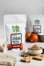 Kuru Yeşil Doğal Soğan Tozu - Katkısız, Yerli Üretim, Yoğun Aromalı, Vegan & Glutensiz Baharat - Toz Soğan Kuru Sebze Baharatı - 100 gr