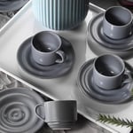 Kütahya Porselen New Tuvana 6 Kişilik 12 Parça Kahve Takımı Gri, Standart, 82 ml