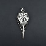 Kuzgun Kafatası - Vegvisir Deri ip Kolye - Gümüş Kaplama - Kadın Erkek Kolye - No:734