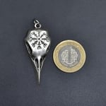 Kuzgun Kafatası - Vegvisir Deri ip Kolye - Gümüş Kaplama - Kadın Erkek Kolye - No:734