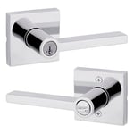 Kwikset Halifax Kapı Kolu Akıllı Anahtar Anahtar Anahtar Güvenlik Anahtarlı Giriş Kilidi, Cilalı Krom Kare Gül