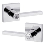 Kwikset Halifax Kapı Kolu Akıllı Anahtar Anahtar Anahtar Güvenlik Anahtarlı Giriş Kilidi, Cilalı Krom Kare Gül