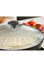 L K Laurel Kitchen Borcam Kapak Isıya Dayanıklı Tava Tencere Ve Sahan Uyumlu Tepelikli Şık Desenli 26 Cm Kapak