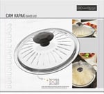 L K Laurel Kitchen Borcam Kapak Isıya Dayanıklı Tava Tencere Ve Sahan Uyumlu Tepelikli Şık Desenli 26 Cm Kapak