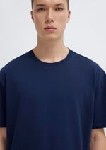 Lacivert Basic Tişört Loose Fit/Bol Rahat Kesim 066249-70497