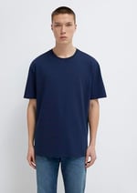 Lacivert Basic Tişört Loose Fit/Bol Rahat Kesim 066249-70497