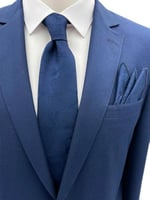 Lacivert Şal Desen Kravat Mendil Set