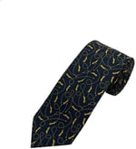 Lacivert Sarı Motif Desen Kravat