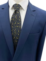 Lacivert Sarı Motif Desen Kravat
