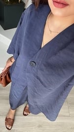 Lacivert Tek Düğme Bluz-Pantolon Takım - Bedenler: S, M