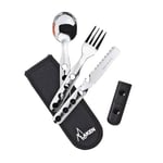 Laken Lk1410Fn Çelik Çatal Kaşık Bıçak 3'Lü Set Ve Neopren Kılıflı, Gri