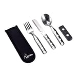 Laken Lk1410Fn Çelik Çatal Kaşık Bıçak 3'Lü Set Ve Neopren Kılıflı, Gri