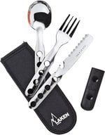 Laken Lk1410Fn Çelik Çatal Kaşık Bıçak 3'Lü Set Ve Neopren Kılıflı, Gri