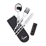 Laken Lk1410Fn Çelik Çatal Kaşık Bıçak 3'Lü Set Ve Neopren Kılıflı, Gri