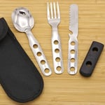 Laken Lk1410Fn Çelik Çatal Kaşık Bıçak 3'Lü Set Ve Neopren Kılıflı, Gri