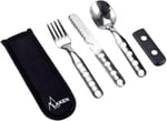Laken Lk1410Fn Çelik Çatal Kaşık Bıçak 3'Lü Set Ve Neopren Kılıflı, Gri