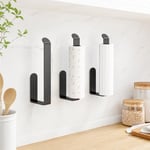 Lamalı Siyah Yapışkanlı Lüks Tasarım Solo Peçetelik, Metal Havluluk, Hem Yapışkanlı Hem Vidalı Montajlı, Banyo ve Mutfak İçin Modern Duvar Havlu Askısı