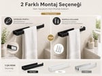 Lamalı Siyah Yapışkanlı Lüks Tasarım Solo Peçetelik, Metal Havluluk, Hem Yapışkanlı Hem Vidalı Montajlı, Banyo ve Mutfak İçin Modern Duvar Havlu Askısı