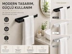 Lamalı Siyah Yapışkanlı Lüks Tasarım Solo Peçetelik, Metal Havluluk, Hem Yapışkanlı Hem Vidalı Montajlı, Banyo ve Mutfak İçin Modern Duvar Havlu Askısı