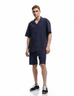 Lapel Neck Buttoned Short Sleeve Shirt