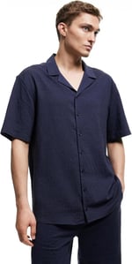 Lapel Neck Buttoned Short Sleeve Shirt