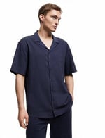 Lapel Neck Buttoned Short Sleeve Shirt