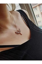 Lapidaria Melek Model Altın Kaplama Zirkon Taşlı Kolye