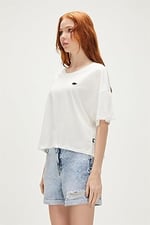 Lara Oversize T-Shirt Off-White Beyaz Basic Kadın Tişört