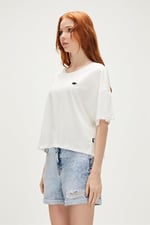 Lara Oversize T-Shirt Off-White Beyaz Basic Kadın Tişört