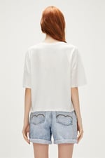 Lara Oversize T-Shirt Off-White Beyaz Basic Kadın Tişört