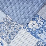 Laura Ashley Home | Yorgan Takımı - 100, Ters Çevrilebilir, Hafif ve Nefes Alabilir Yatak Takımı, Ekstra Yumuşaklık için Önceden Yıkanmış, Pamuk, Mavi, İkiz