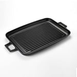 Lava Döküm Grill Tepsi, Izgara yüzeyli, Metal Kulplu, 31x42cm
