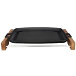 Lava Döküm Grill Tepsi, Izgara Yüzeyli, Metal Kulplu, Ahşap Standlı, 31x42cm