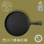 Lava Döküm Krep / Pizza / Pancake Tavası, Yuvarlak, Metal Saplı, 26cm, Siyah - Bedenler: Ahşap Altlıklı, Standart, 26 cm, 20 cm