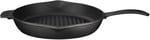 Lava Döküm Yuvarlak Izgara Tava, Metal Kulplu, Konkav Taban, 28 cm