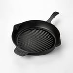 Lava Döküm Yuvarlak Izgara Tava, Metal Kulplu, Konkav Taban, 28 cm
