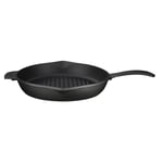 Lava Döküm Yuvarlak Izgara Tava, Metal Kulplu, Konkav Taban, 28 cm