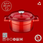 Lava Döküm Yuvarlak Tencere, Trendy, 16cm, Kırmızı