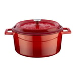 Lava Döküm Yuvarlak Tencere, Trendy, 24 cm, 4.49 L Hacim, Kırmızı