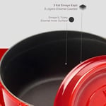 Lava Döküm Yuvarlak Tencere, Trendy, 24 cm, 4.49 L Hacim, Kırmızı