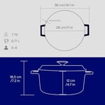 Lava Döküm Yuvarlak Tencere, Trendy, 28 cm, 6.71 L Hacim, Mavi