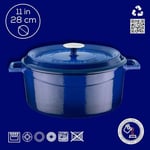 Lava Döküm Yuvarlak Tencere, Trendy, 28 cm, 6.71 L Hacim, Mavi