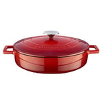 Lava Metal Döküm Çok Amaçlı Yayvan Tencere, Trendy, 28 cm, 3.51 L Hacim, Kırmızı
