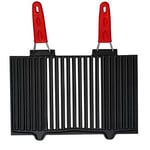 Lava Metal Döküm Mangal Izgarası, Çift Silikon Kulplu, 40 x 25 x 0.7 cm