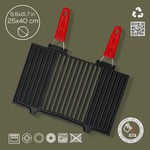 Lava Metal Döküm Mangal Izgarası, Çift Silikon Kulplu, 40 x 25 x 0.7 cm