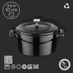 Lava Metal Döküm Mini Tencere, 10 cm, 0.35 L Hacim, Siyah