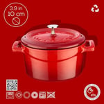 Lava Metal Döküm Mini Tencere, 10 cm, 0.35 L Hacim, Kırmızı