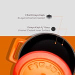 Lava Metal Döküm Mini Tencere, Trendy, 10 cm, 0.35 L Hacim, Turuncu