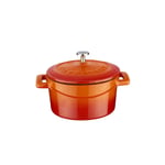 Lava Metal Döküm Mini Tencere, Trendy, 10 cm, 0.35 L Hacim, Turuncu